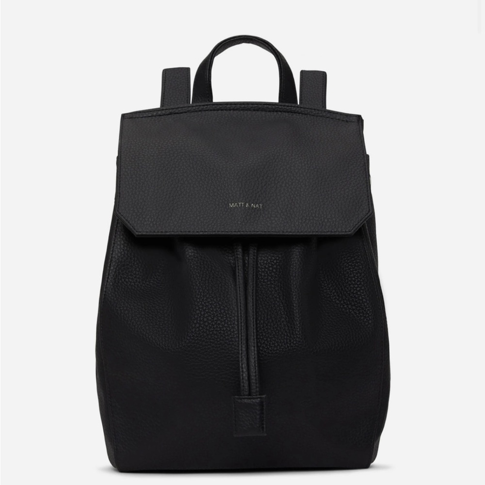 Matt & Nat - Black Minimalist Backpack with Fold-Over Flap